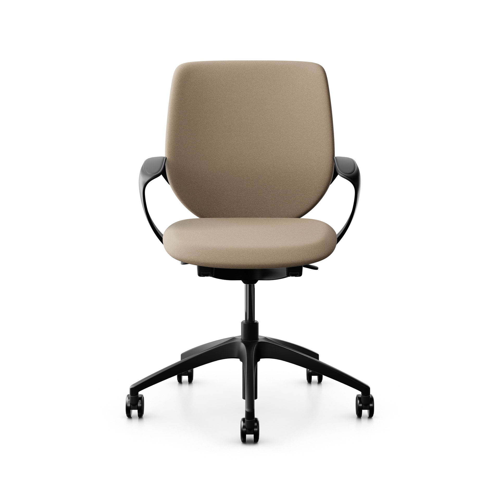 Image of Bürostuhl Giroflex 313 mit Polster-Rückenlehne, mit Fixarmlehnen Hellbraun/Schwarz, Neu