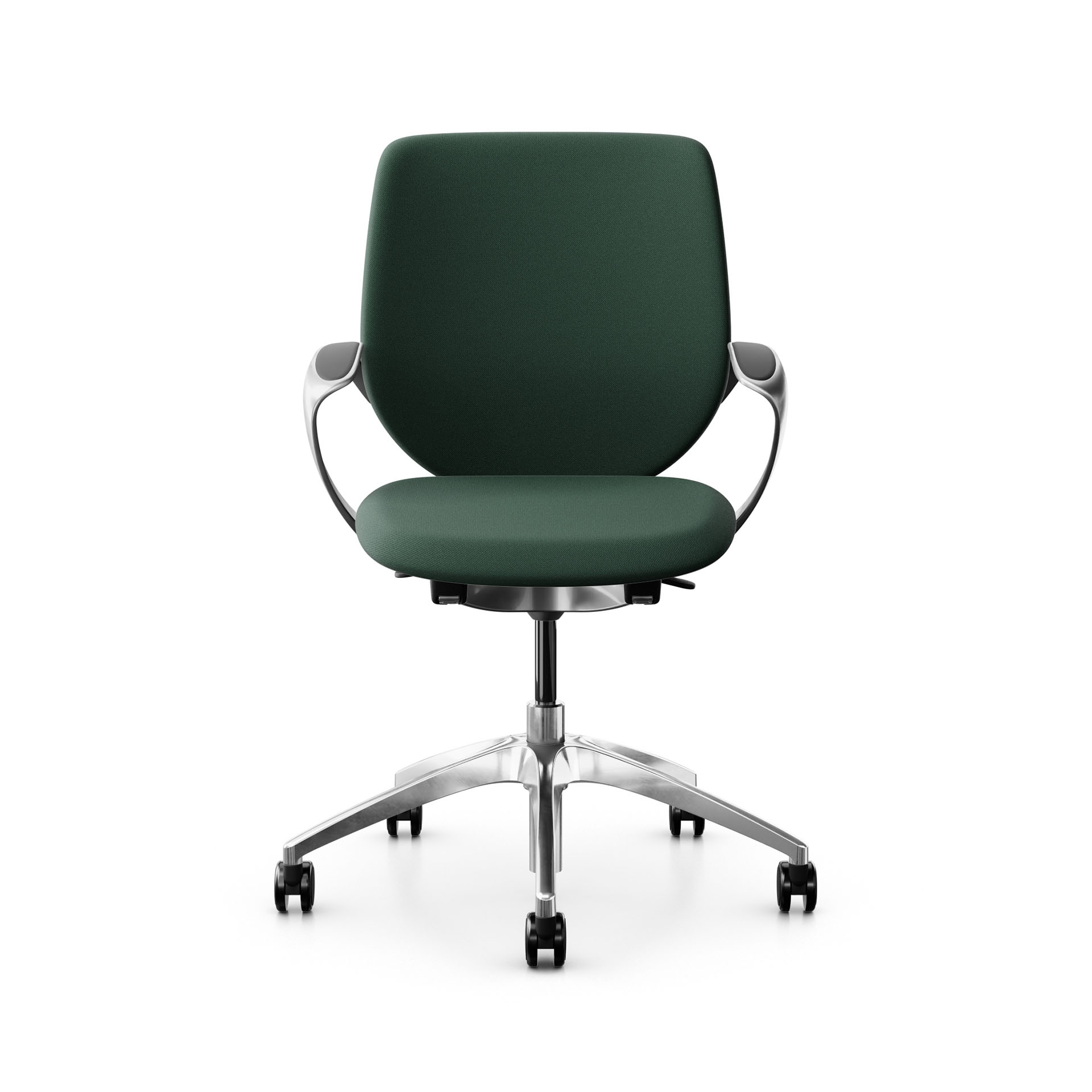 Image of Bürostuhl Giroflex 313 mit Polster-Rückenlehne, mit Fixarmlehnen Dunkelgrün/Verchromt, Neu