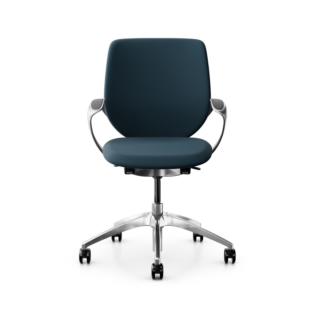 Bürostuhl Giroflex 313 (Blau, Verchromt, mit Polster-Rückenlehne)