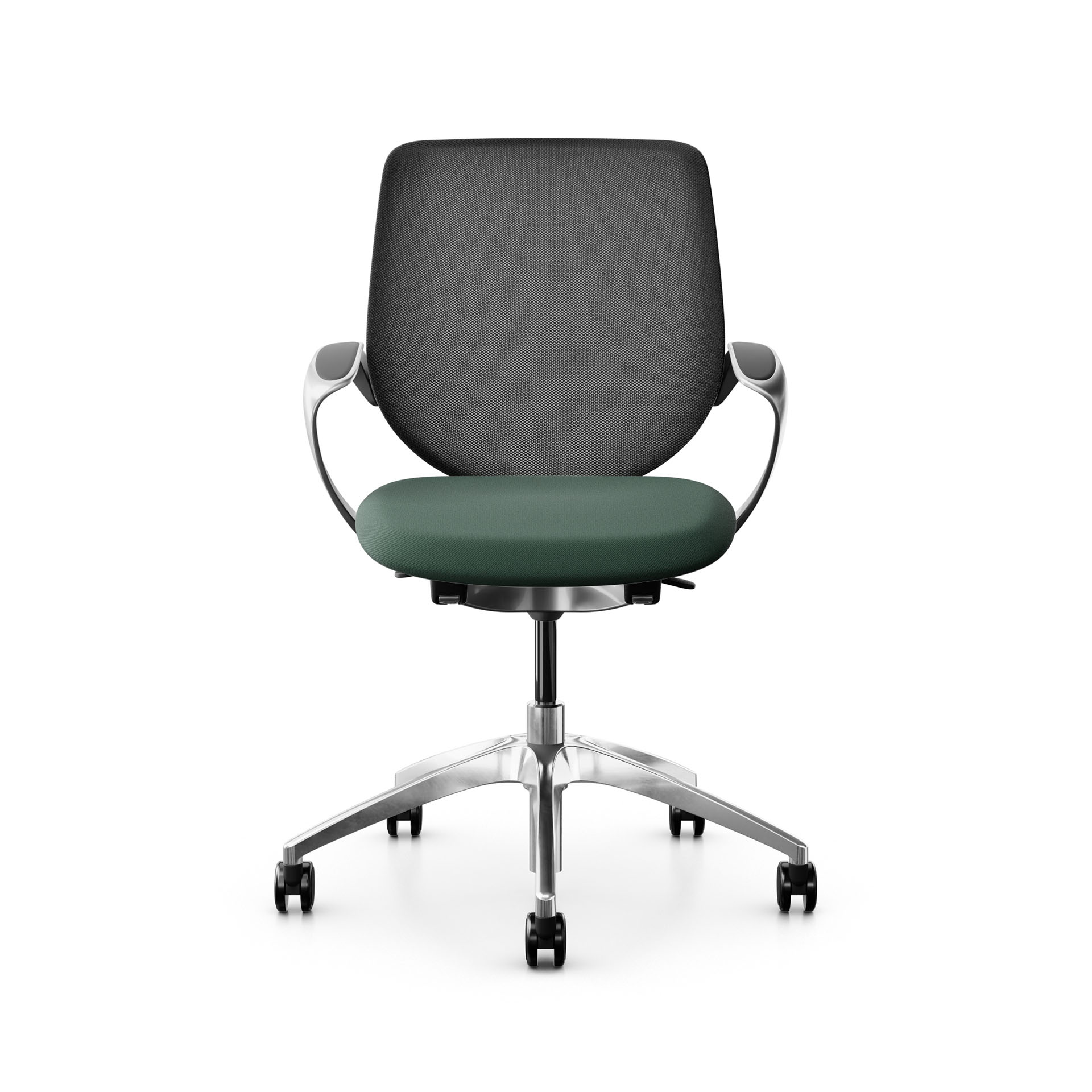 Image of Bürostuhl Giroflex 313 mit Netz-Rückenlehne, mit Fixarmlehnen Dunkelgrün/Verchromt, Neu