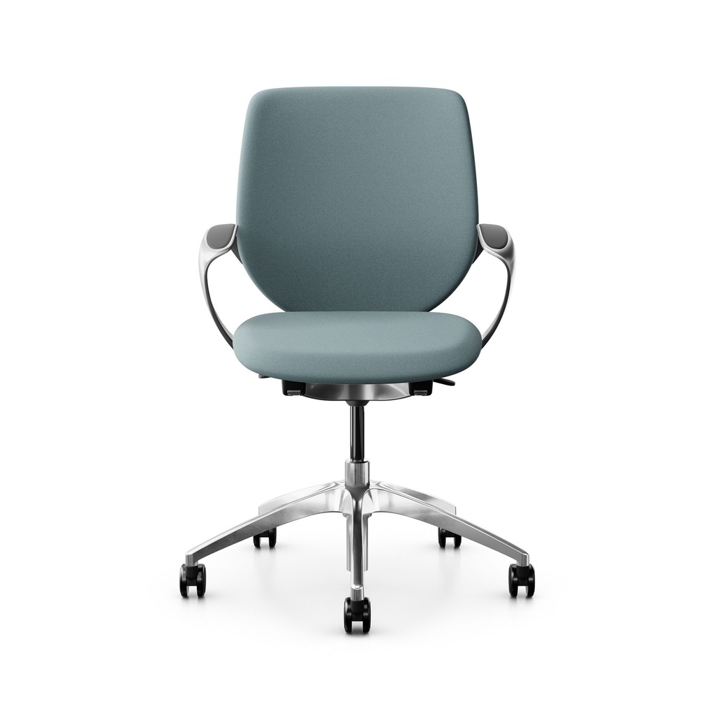 Bürostuhl Giroflex 313 (Hellblau, Verchromt, mit Polster-Rückenlehne)