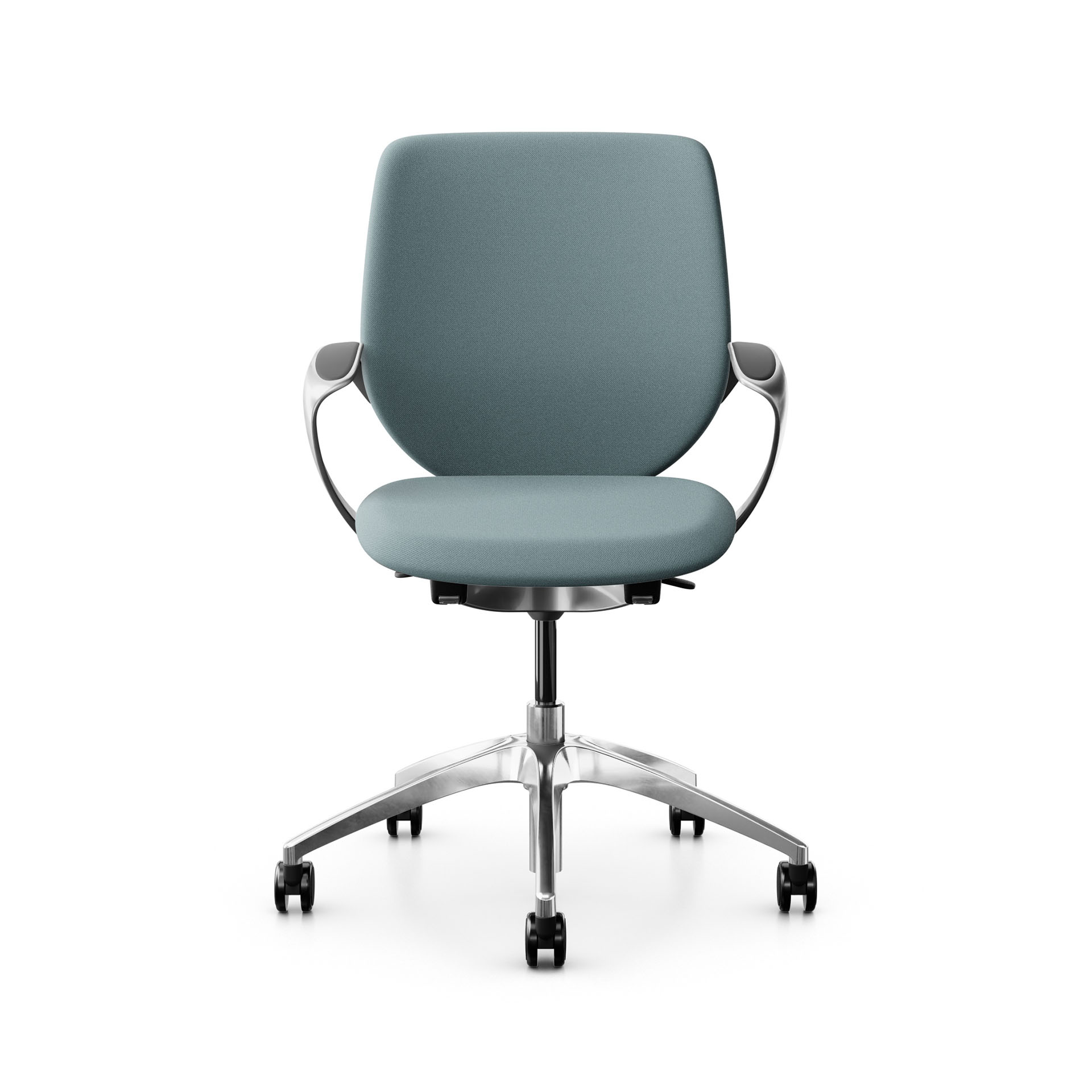 Image of Bürostuhl Giroflex 313 mit Polster-Rückenlehne, mit Fixarmlehnen Hellblau/Verchromt, Neu