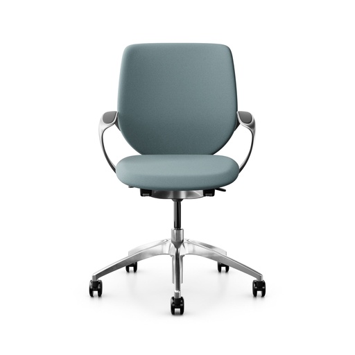 Bürostuhl Giroflex 313 (Hellblau, Verchromt, mit Polster-Rückenlehne)