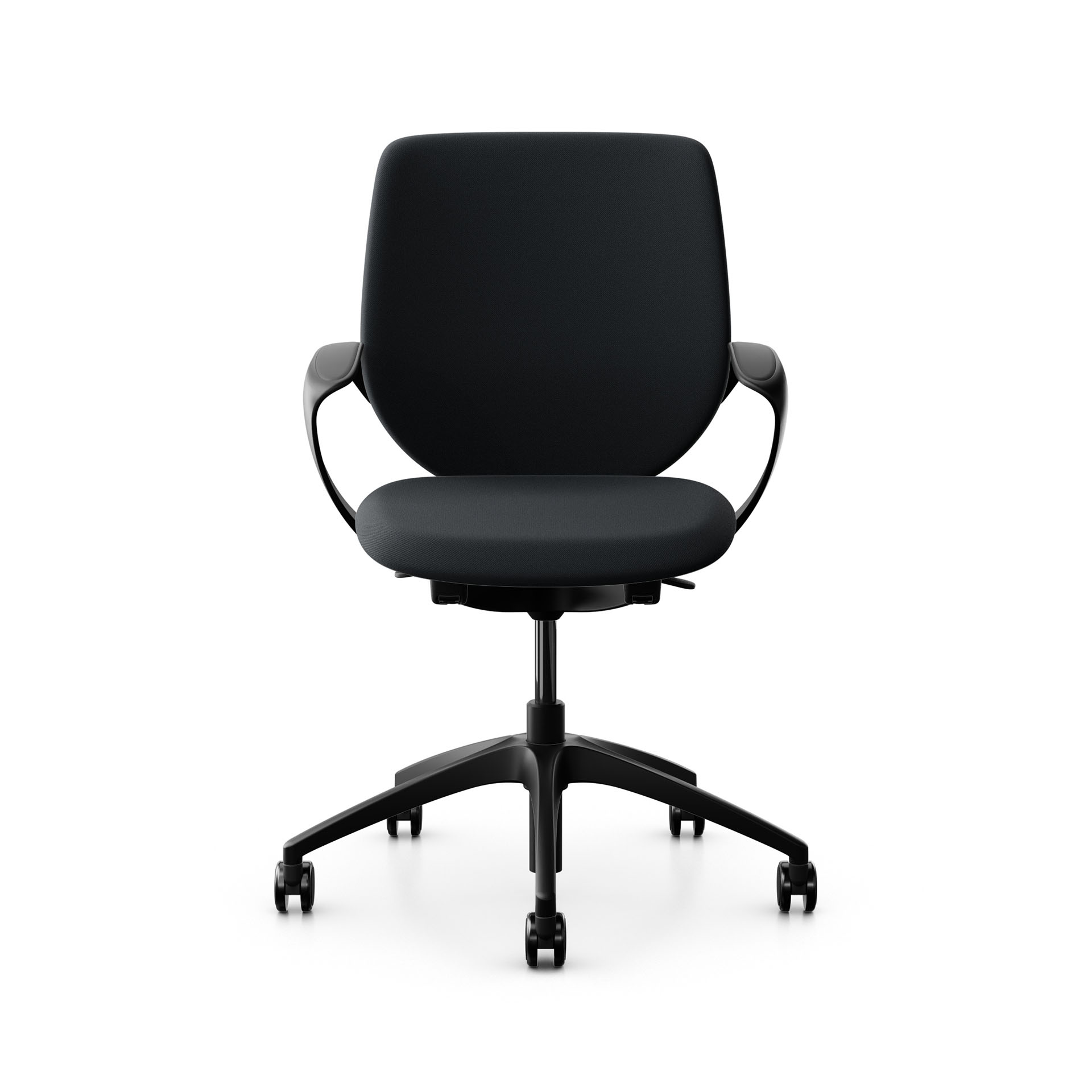 Image of Bürostuhl Giroflex 313 mit Polster-Rückenlehne, mit Fixarmlehnen Schwarz/Schwarz, Neu