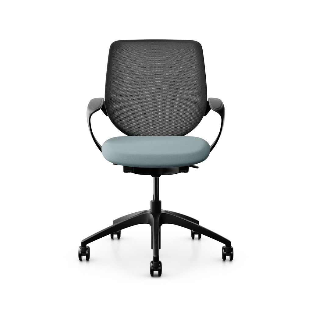 Bürostuhl Giroflex 313 (Hellblau, Schwarz, mit Netz-Rückenlehne)