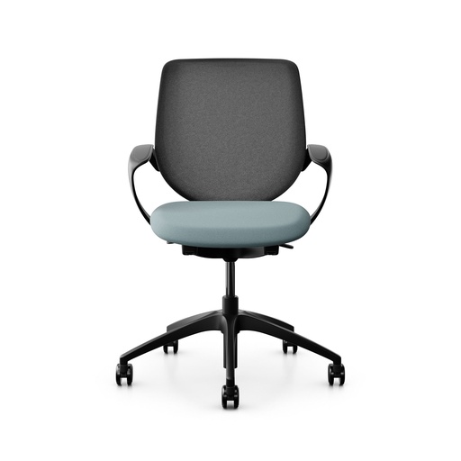 Bürostuhl Giroflex 313 (Hellblau, Schwarz, mit Netz-Rückenlehne)