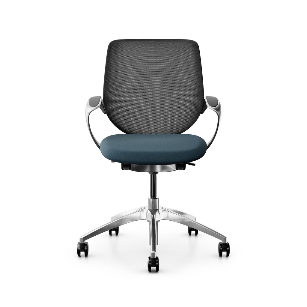 Bürostuhl Giroflex 313 (Blau, Verchromt, mit Netz-Rückenlehne)