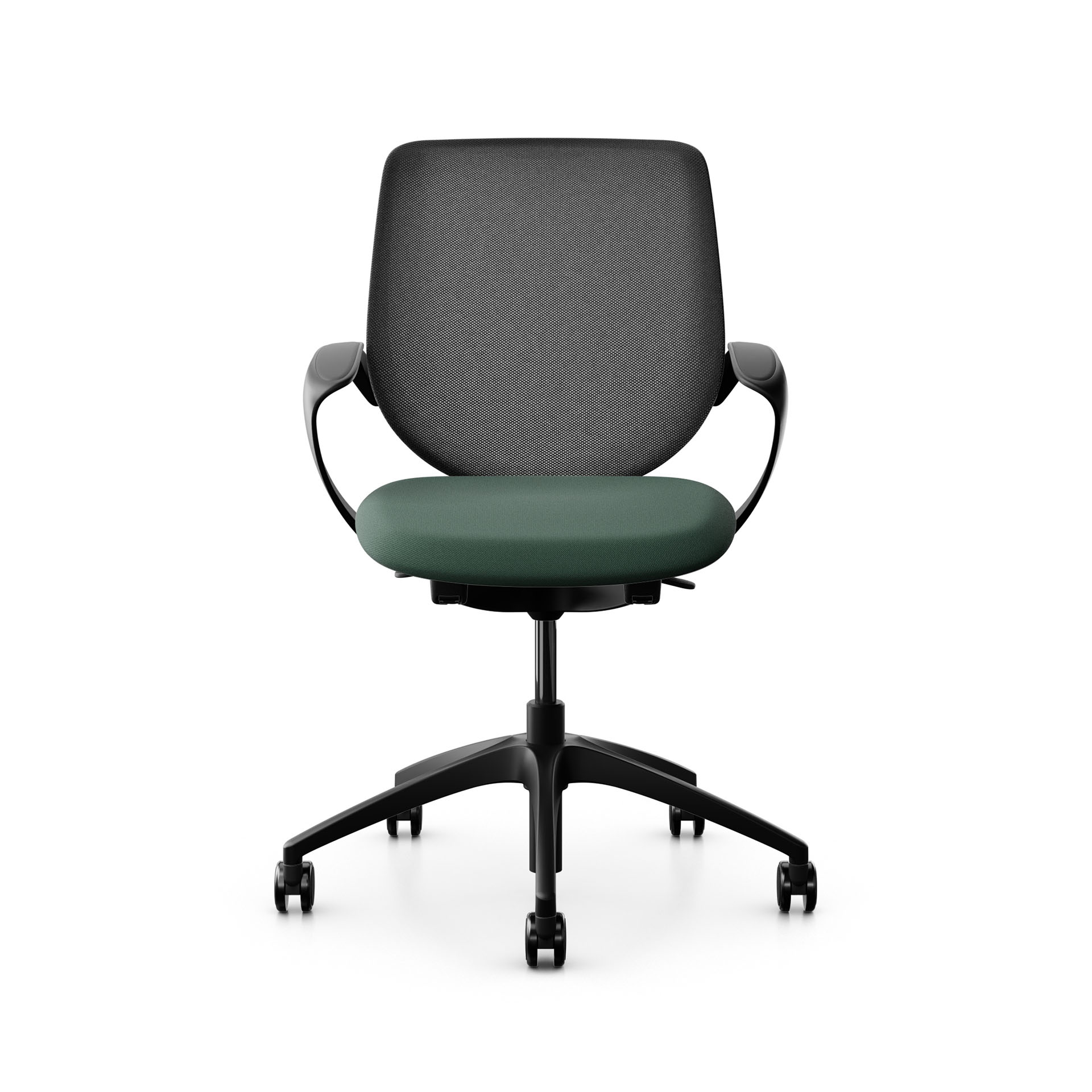 Image of Bürostuhl Giroflex 313 mit Netz-Rückenlehne, mit Fixarmlehnen Dunkelgrün/Schwarz, Neu