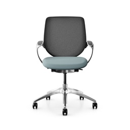 Bürostuhl Giroflex 313 (Hellblau, Verchromt, mit Netz-Rückenlehne)