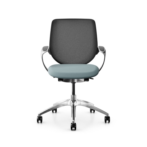 Bürostuhl Giroflex 313 (Hellblau, Verchromt, mit Netz-Rückenlehne)