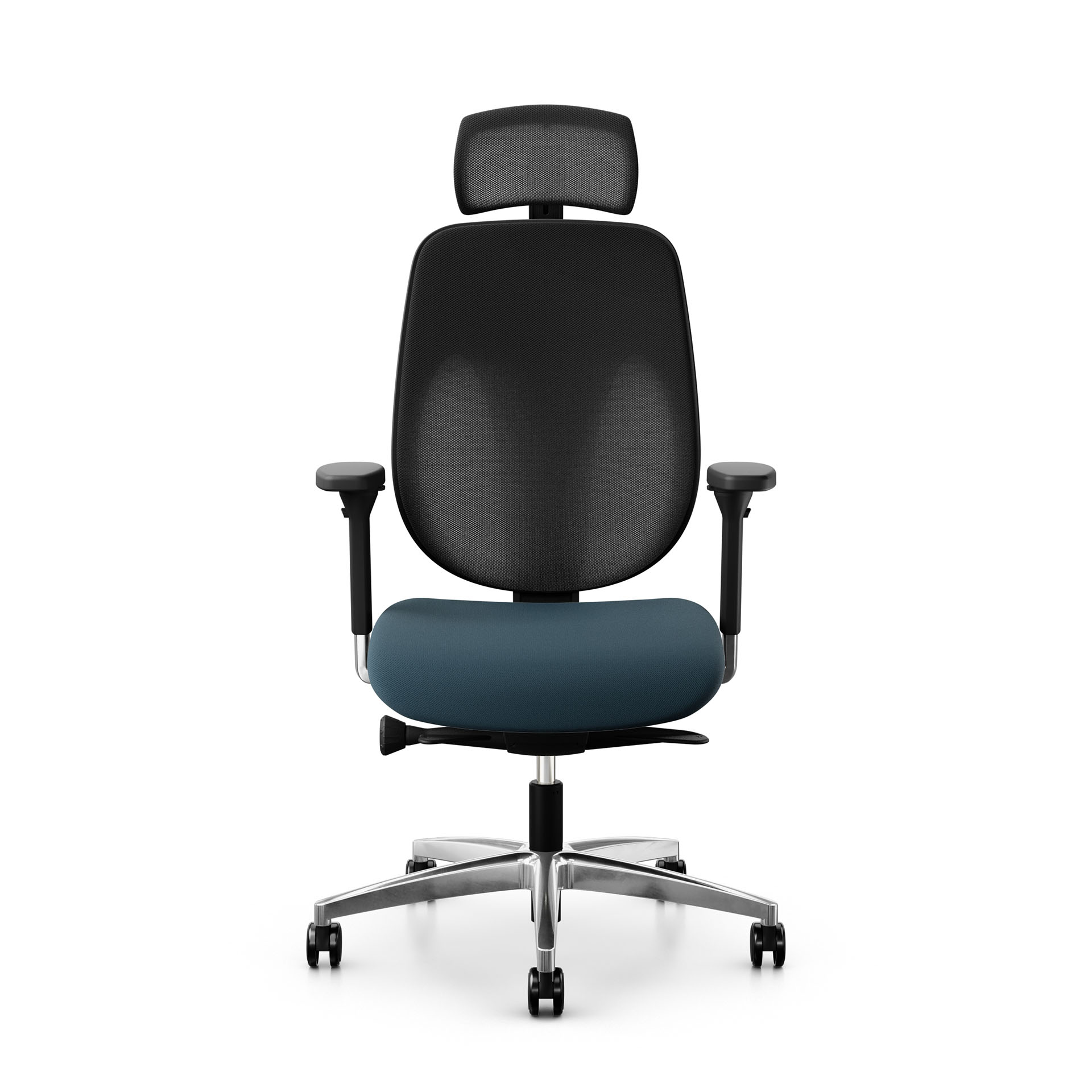 Image of Bürostuhl Giroflex 353 mit Kopfstütze & mit 4D Armlehnen Blau/Verchromt, Neu, Ergonomischer Stuhl - ideal für flexibles Arbeiten