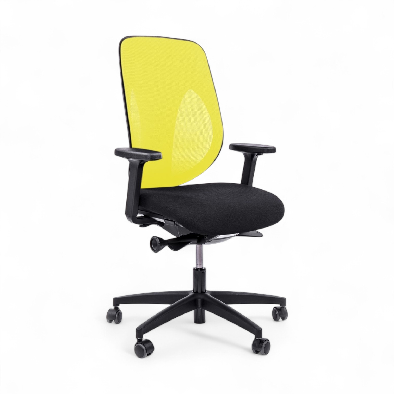 Siège de travail  Giroflex 353-4029 sans appui-tête & avec accoudoirs 2D Jaune/Noir, Nouveau, Chaise ergonomique - idéale pour un travail flexible