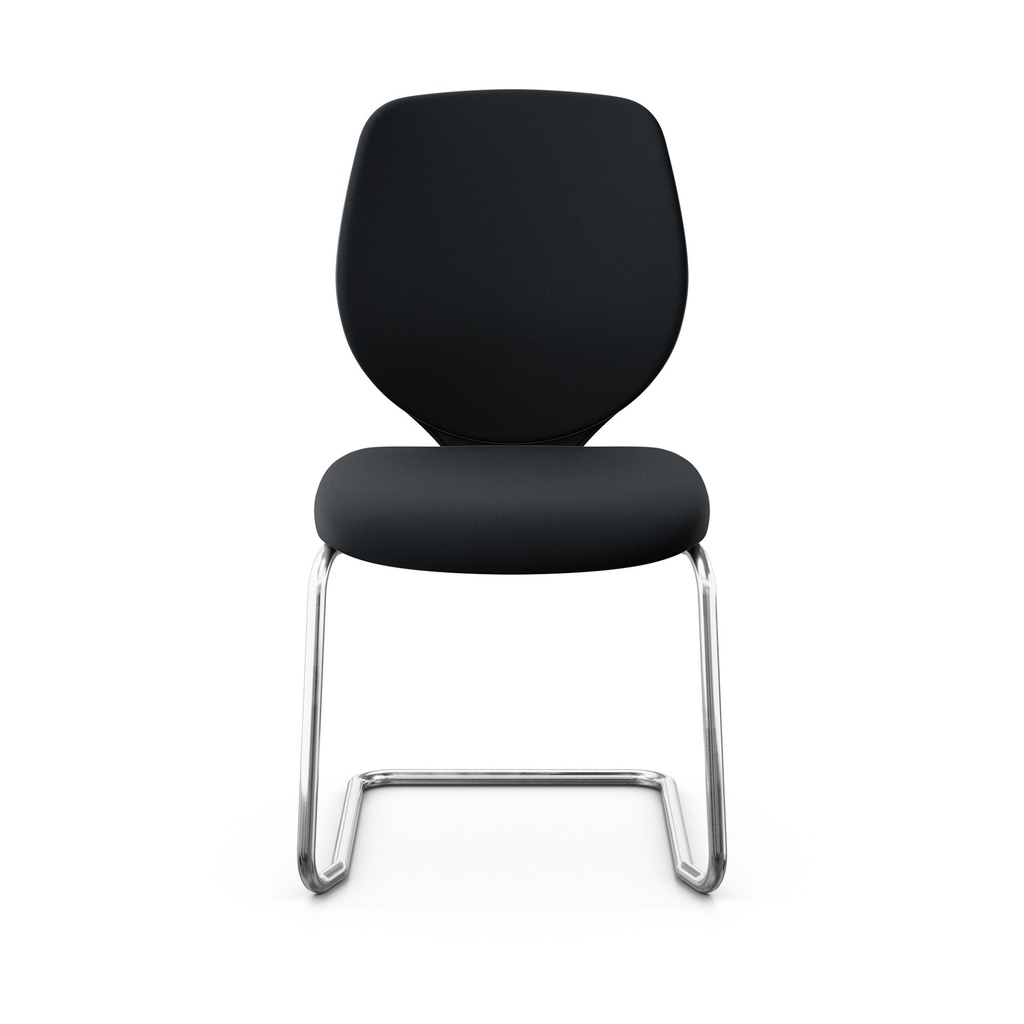 Freischwinger Konferenzstuhl Giroflex 353 (Schwarz, Neu, Verchromt, mit Polster-Rückenlehne, ohne Armlehnen)