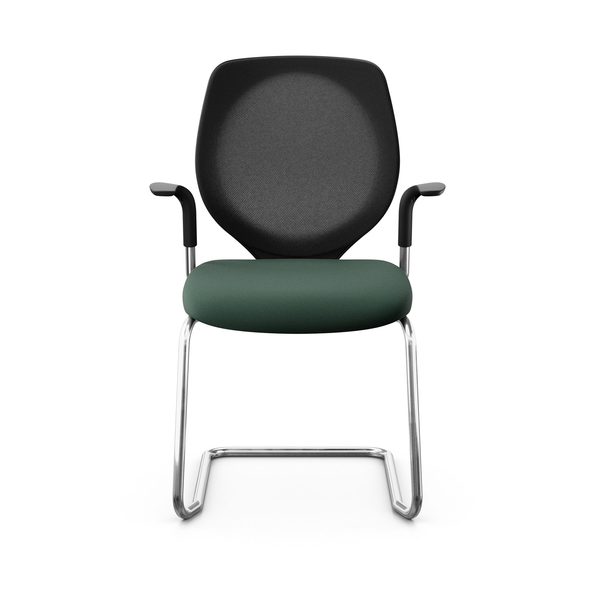 Image of Freischwinger Konferenzstuhl Giroflex 353 mit Fixarmlehnen, Dunkelgrün/Verchromt, Neu