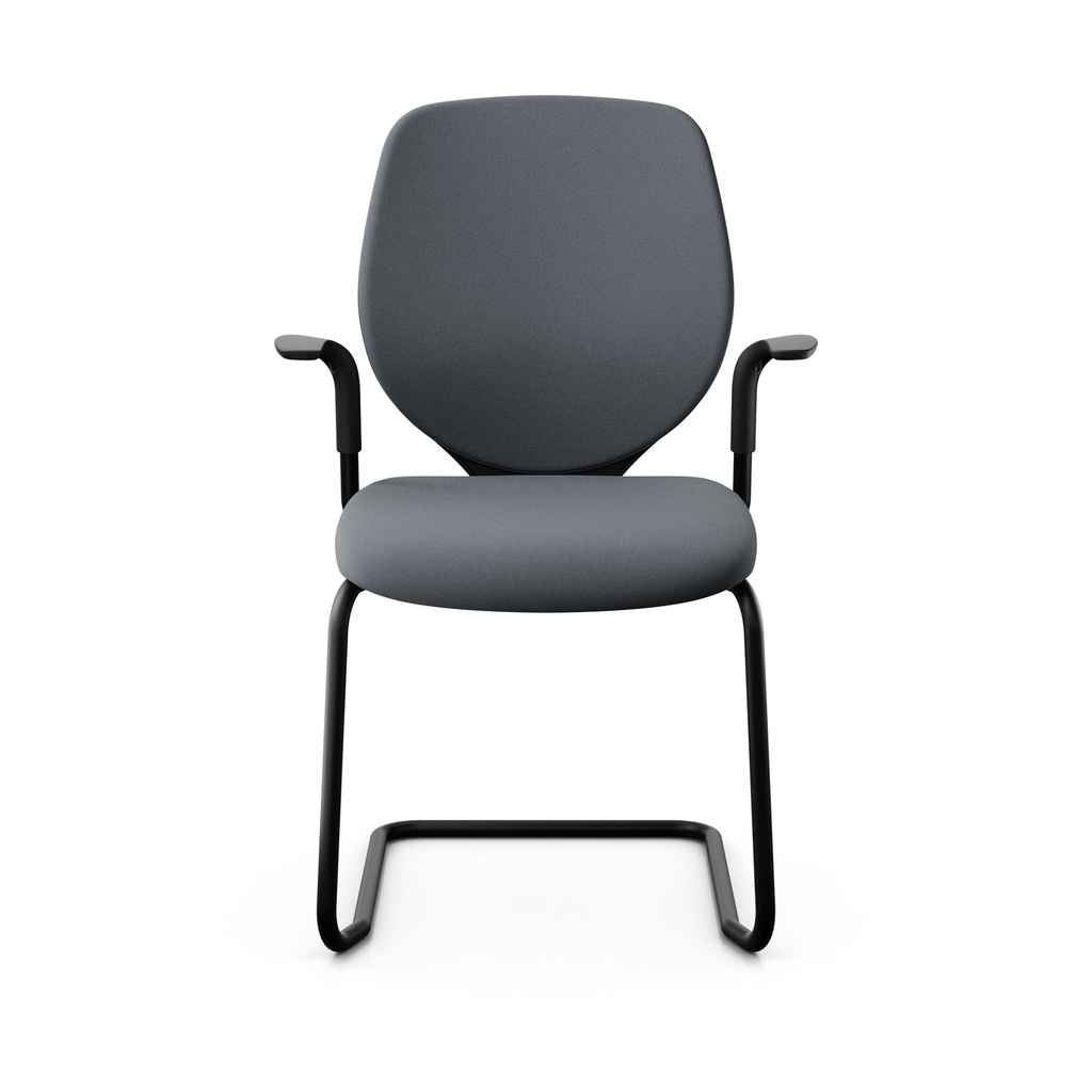 Freischwinger Konferenzstuhl Giroflex 353 (Grau, Neu, Schwarz, mit Polster-Rückenlehne, mit Fixarmlehnen)