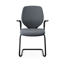 Giroflex 353 cantilever conference chair (Gray, New, Black, with upholstered backrest, with fixed armrests)