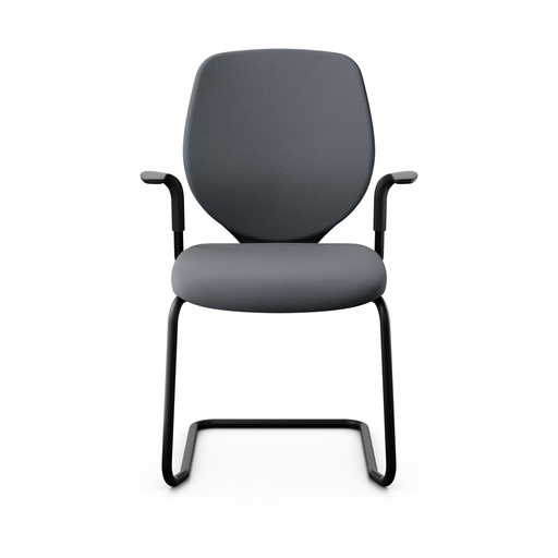 Freischwinger Konferenzstuhl Giroflex 353 (Grau, Neu, Schwarz, mit Polster-Rückenlehne, mit Fixarmlehnen)