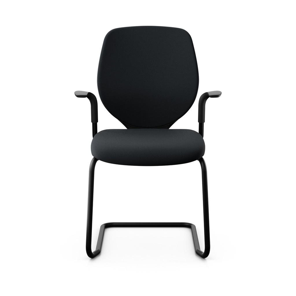Freischwinger Konferenzstuhl Giroflex 353 (Schwarz, Neu, Schwarz, mit Polster-Rückenlehne, mit Fixarmlehnen)