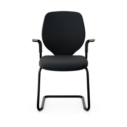 Freischwinger Konferenzstuhl Giroflex 353 (Schwarz, Neu, Schwarz, mit Polster-Rückenlehne, mit Fixarmlehnen)