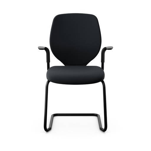 Giroflex 353 cantilever conference chair (Black, New, Black, with upholstered backrest, with fixed armrests)