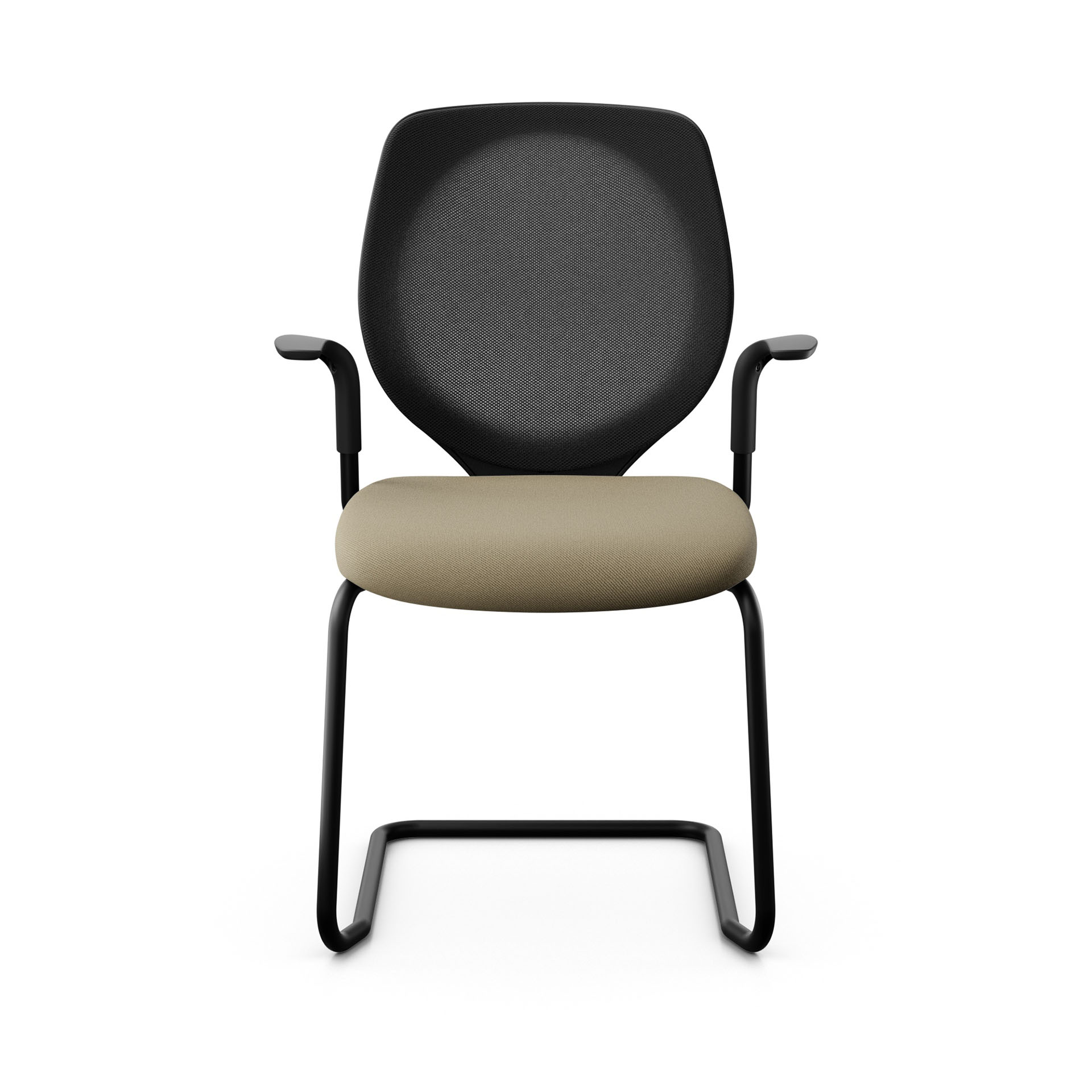 Image of Freischwinger Konferenzstuhl Giroflex 353 mit Fixarmlehnen, Hellbraun/Schwarz, Neu