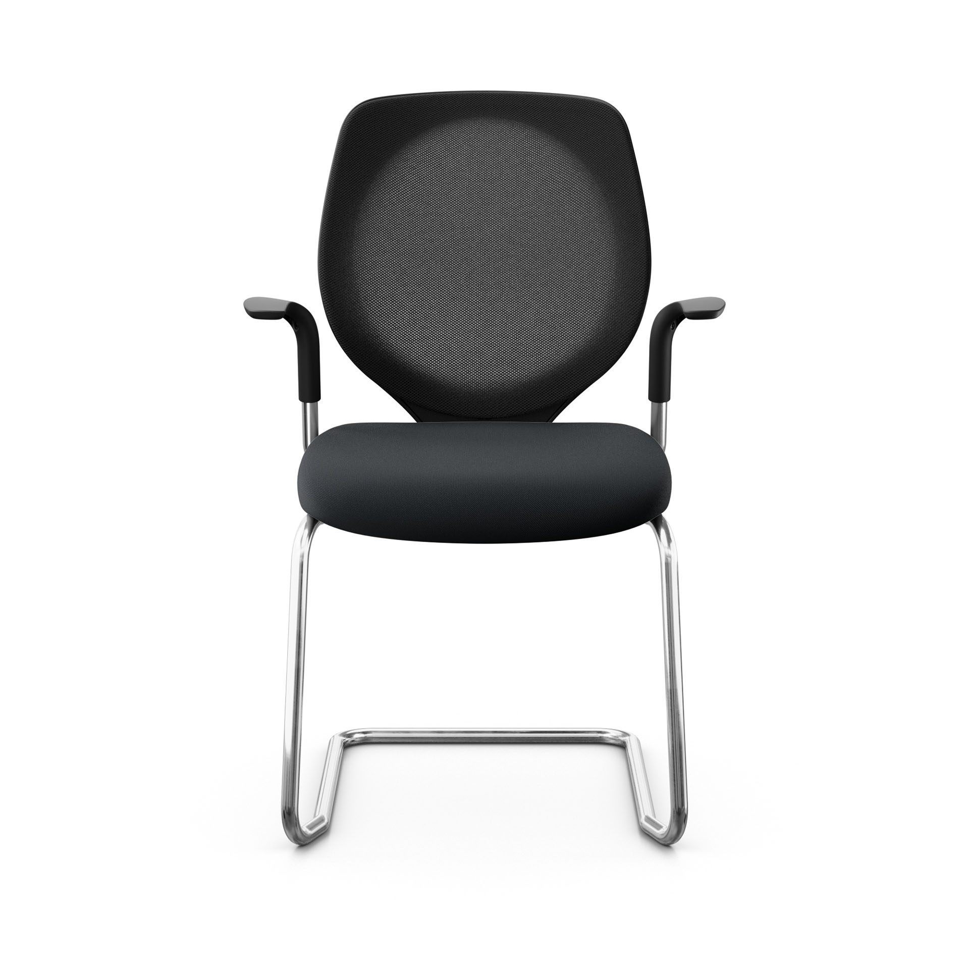 Image of Freischwinger Konferenzstuhl Giroflex 353 mit Fixarmlehnen, Schwarz/Verchromt, Neu