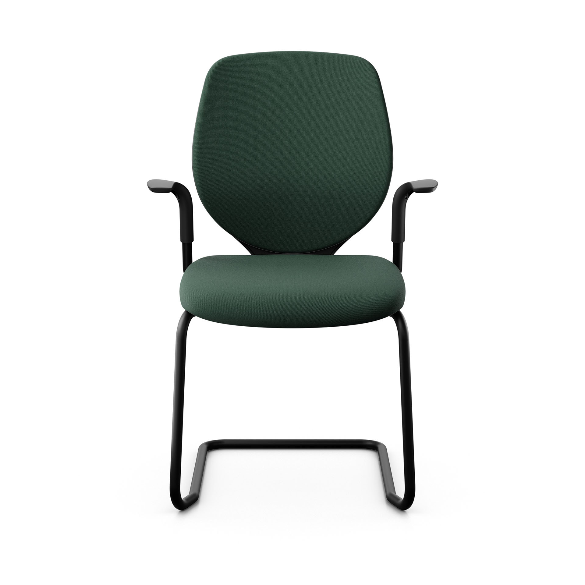Image of Freischwinger Konferenzstuhl Giroflex 353 mit Fixarmlehnen, Dunkelgrün/Schwarz, Neu