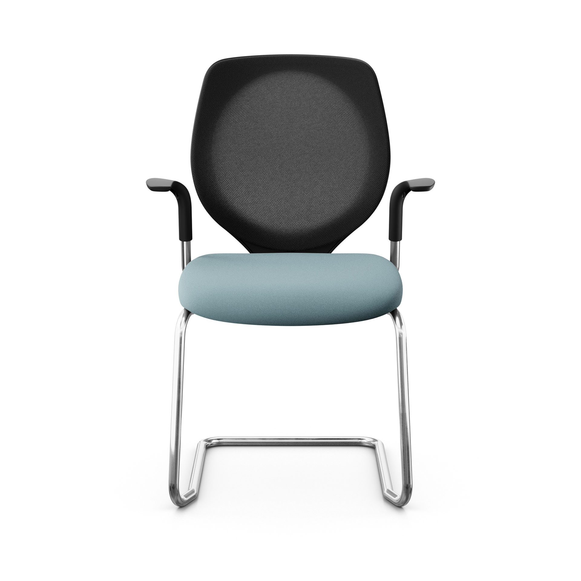 Image of Freischwinger Konferenzstuhl Giroflex 353 mit Fixarmlehnen, Hellblau/Verchromt, Neu