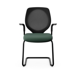 Freischwinger Konferenzstuhl Giroflex 353 (Neu, mit Netz-Rückenlehne, Dunkelgrün, Schwarz, mit Fixarmlehnen)