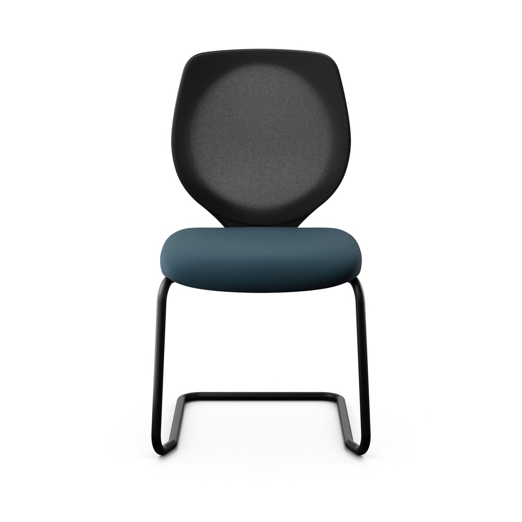 Freischwinger Konferenzstuhl Giroflex 353 (Neu, mit Netz-Rückenlehne, Blau, Schwarz, ohne Armlehnen)