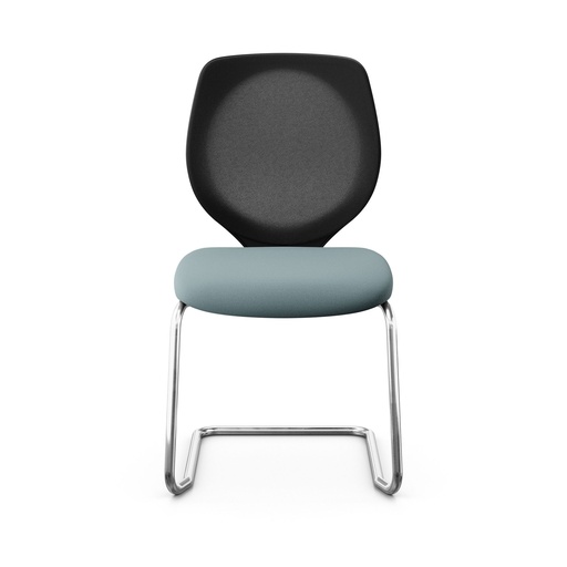 Freischwinger Konferenzstuhl Giroflex 353 (Neu, mit Netz-Rückenlehne, Hellblau, Verchromt, ohne Armlehnen)