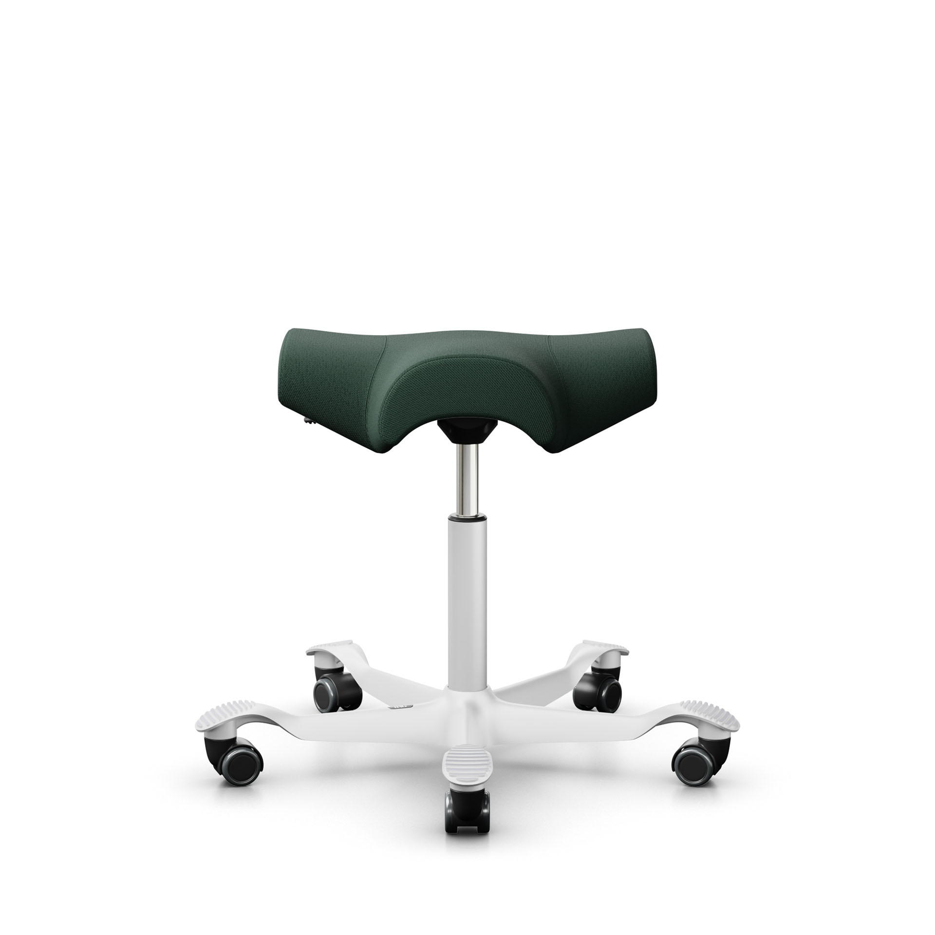 Sattelhocker HAG Capisco 8105 Dunkelgrün/Weiss, Hartbodenrollen, Dynamisches Sitzen - optimal für gesundes Sitzen