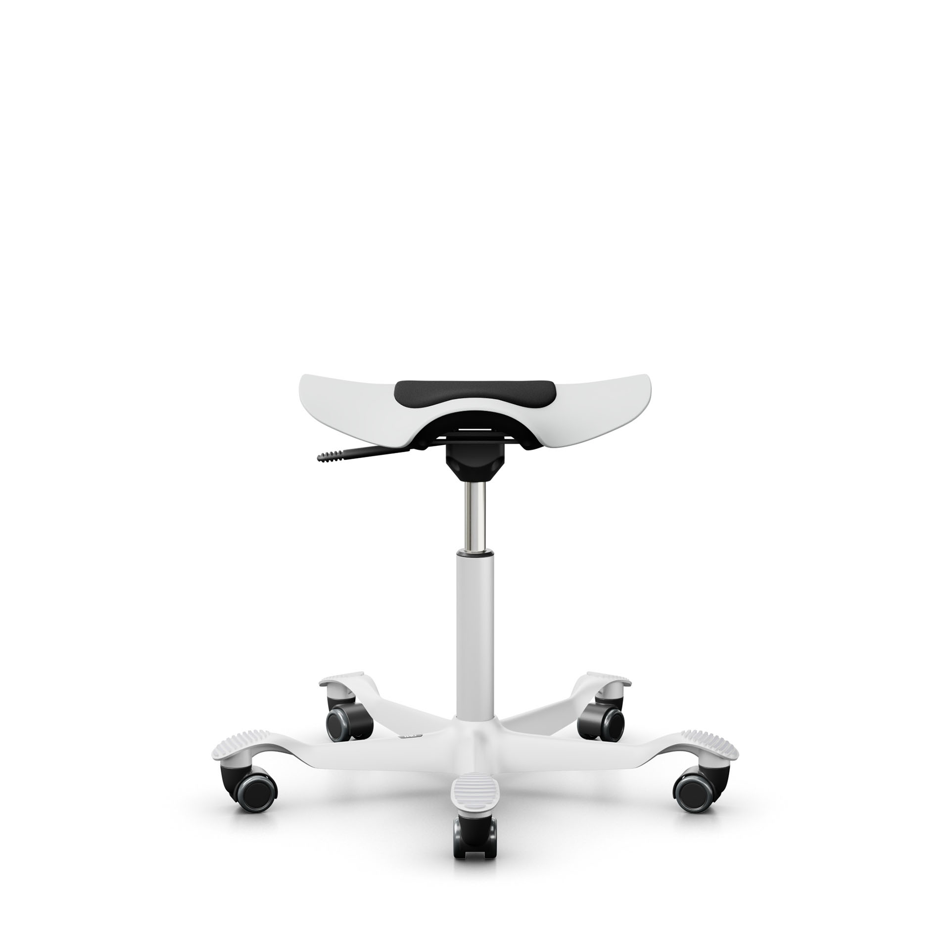 Sattelhocker HAG Capisco Puls 8001 Weiss/Weiss, Hartbodenrollen, Dynamisches Sitzen - optimal für gesundes Sitzen