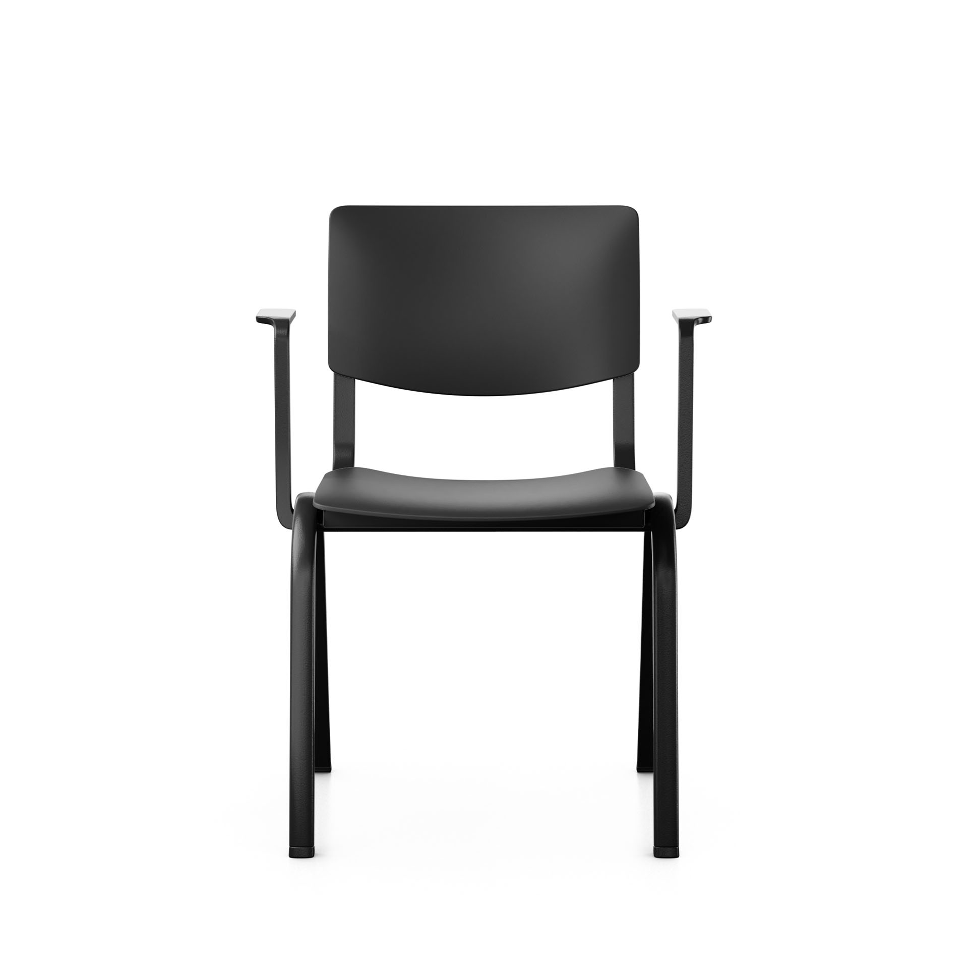 Image of Stapelbarer Stuhl HAG Celi 9100 Schwarz/Schwarz mit Fixarmlehnen, Neu – Perfekt für Büro und Empfang