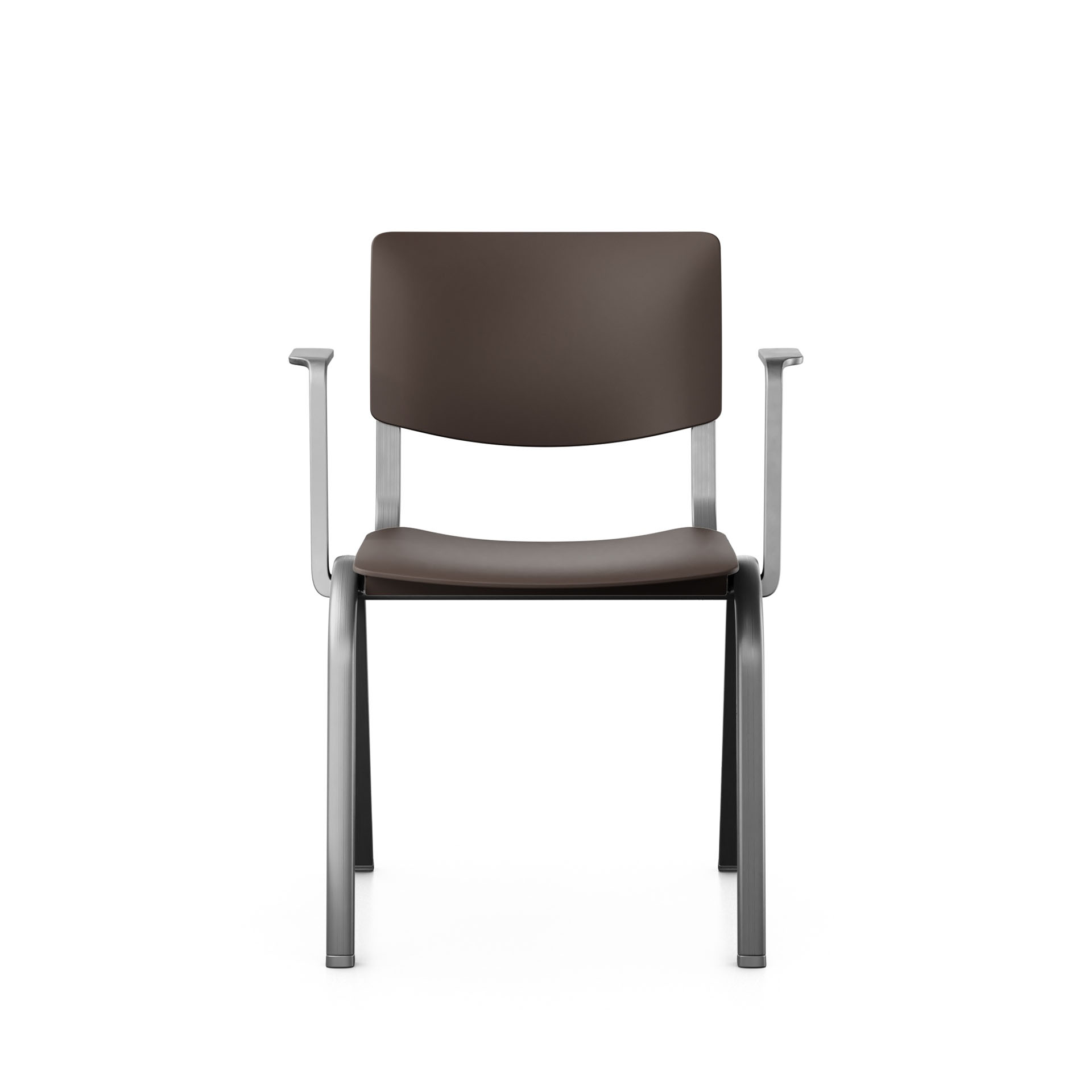 Image of Stapelbarer Stuhl HAG Celi 9100 Dunkelbraun/Silbergrau mit Fixarmlehnen, Neu – Perfekt für Büro und Empfang