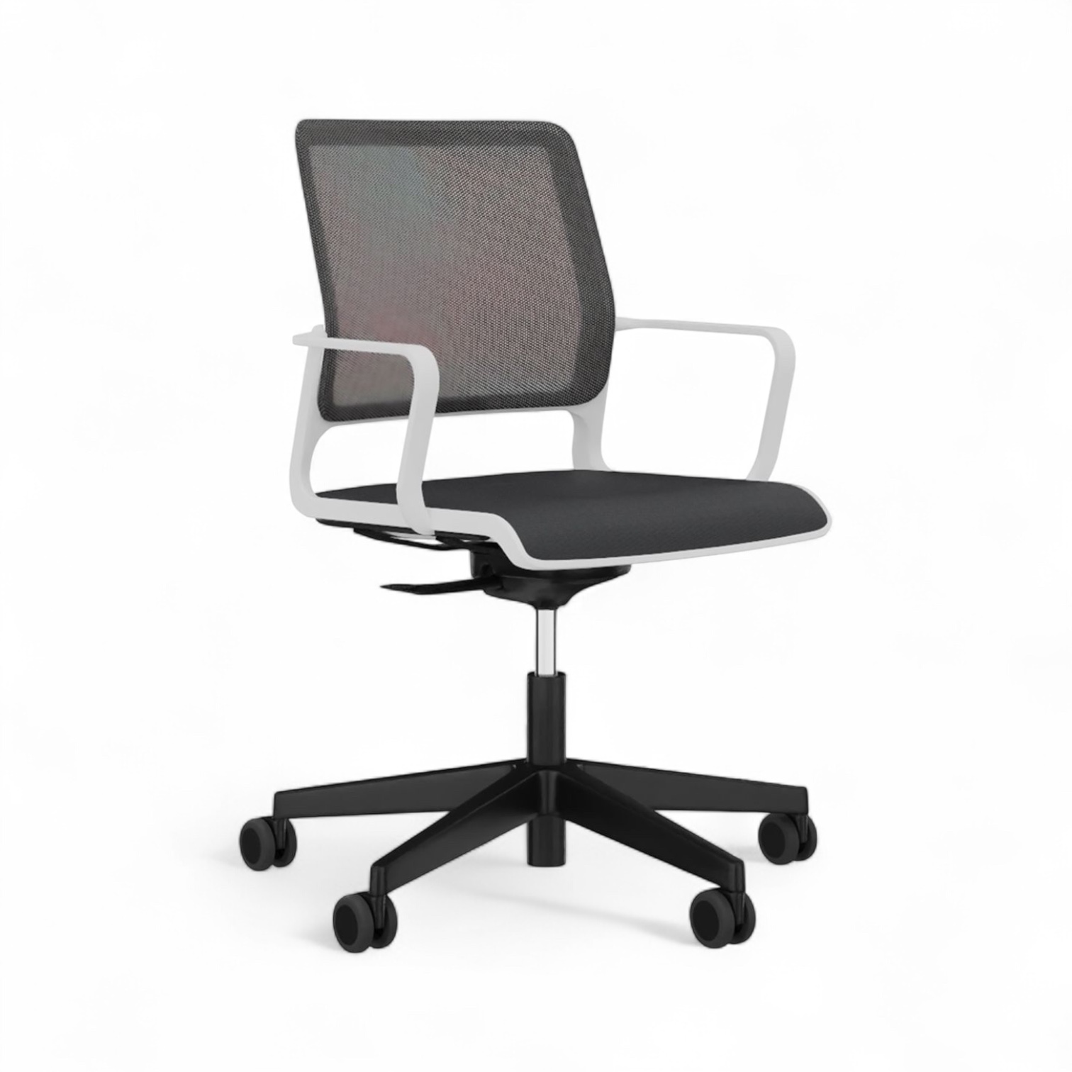 Konferenzstuhl SitagXilium Mesh mit Fixarmlehnen, Schwarz/Weiss, Neu - Ergonomisch & Höhenverstellbar