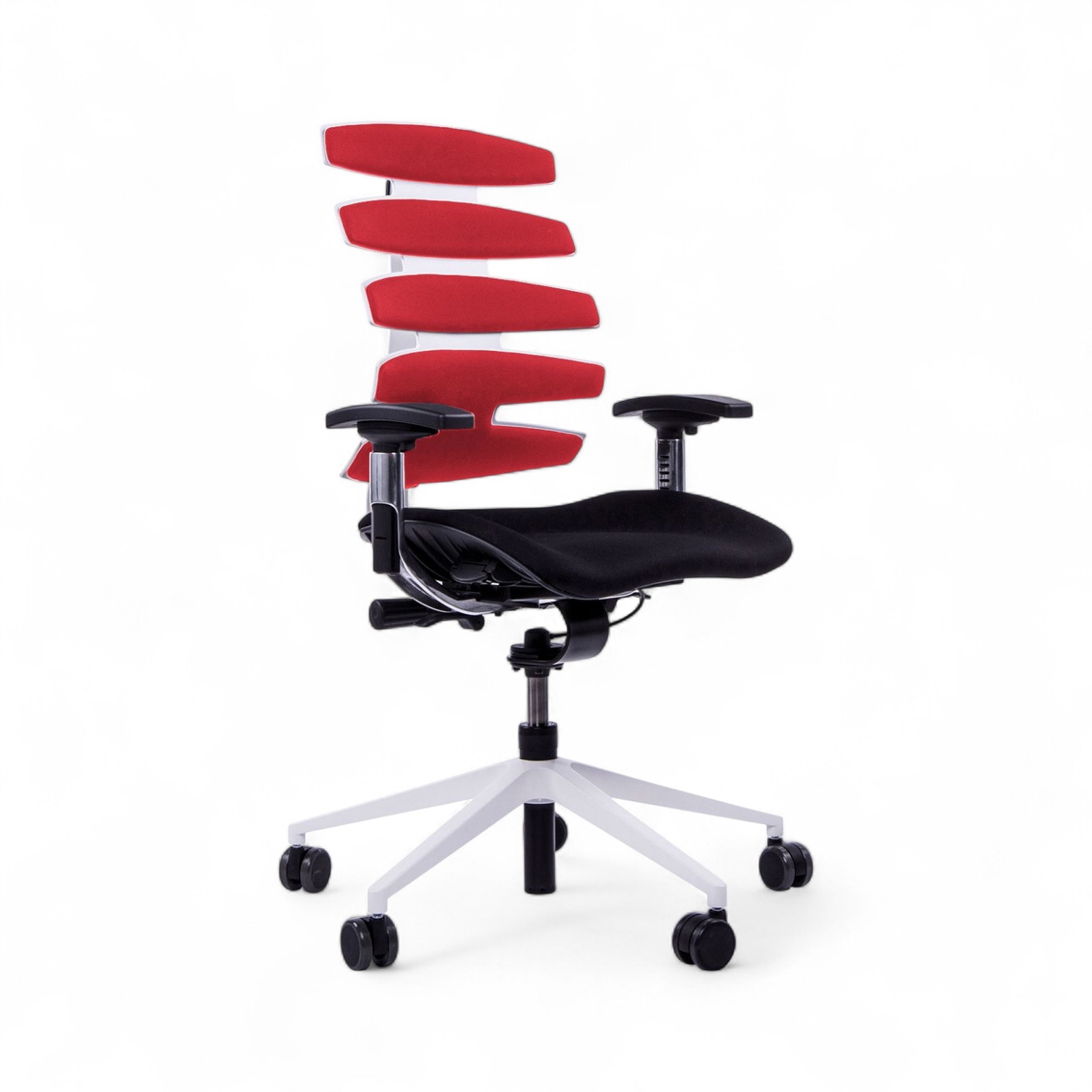 Bürostuhl SitagWave mit 3D Armlehnen, Rot/Weiss, Neu, Ergonomischer Stuhl - ideal für flexibles Arbeiten