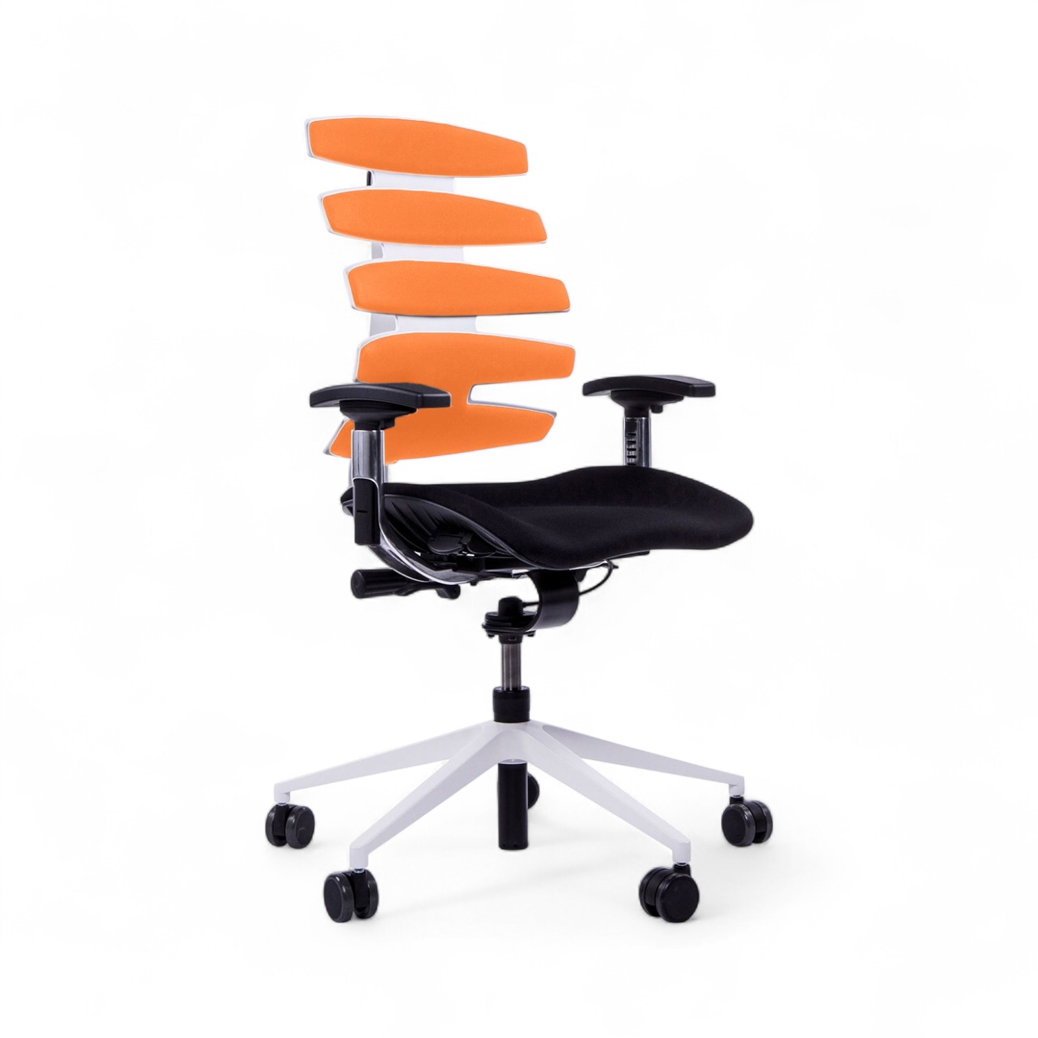 Chaise de bureau SitagWave avec accoudoirs 3D, Orange/Blanc, Nouveau, Chaise ergonomique - idéale pour un travail flexible