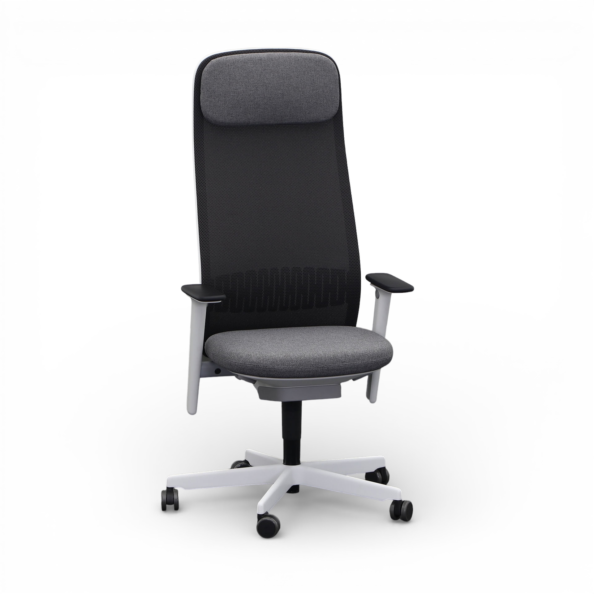 Image of Chefsessel Bene Riya mit 2D Armlehnen, Grau/Weiss, Neu, Ergonomischer Stuhl - ideal für flexibles Arbeiten