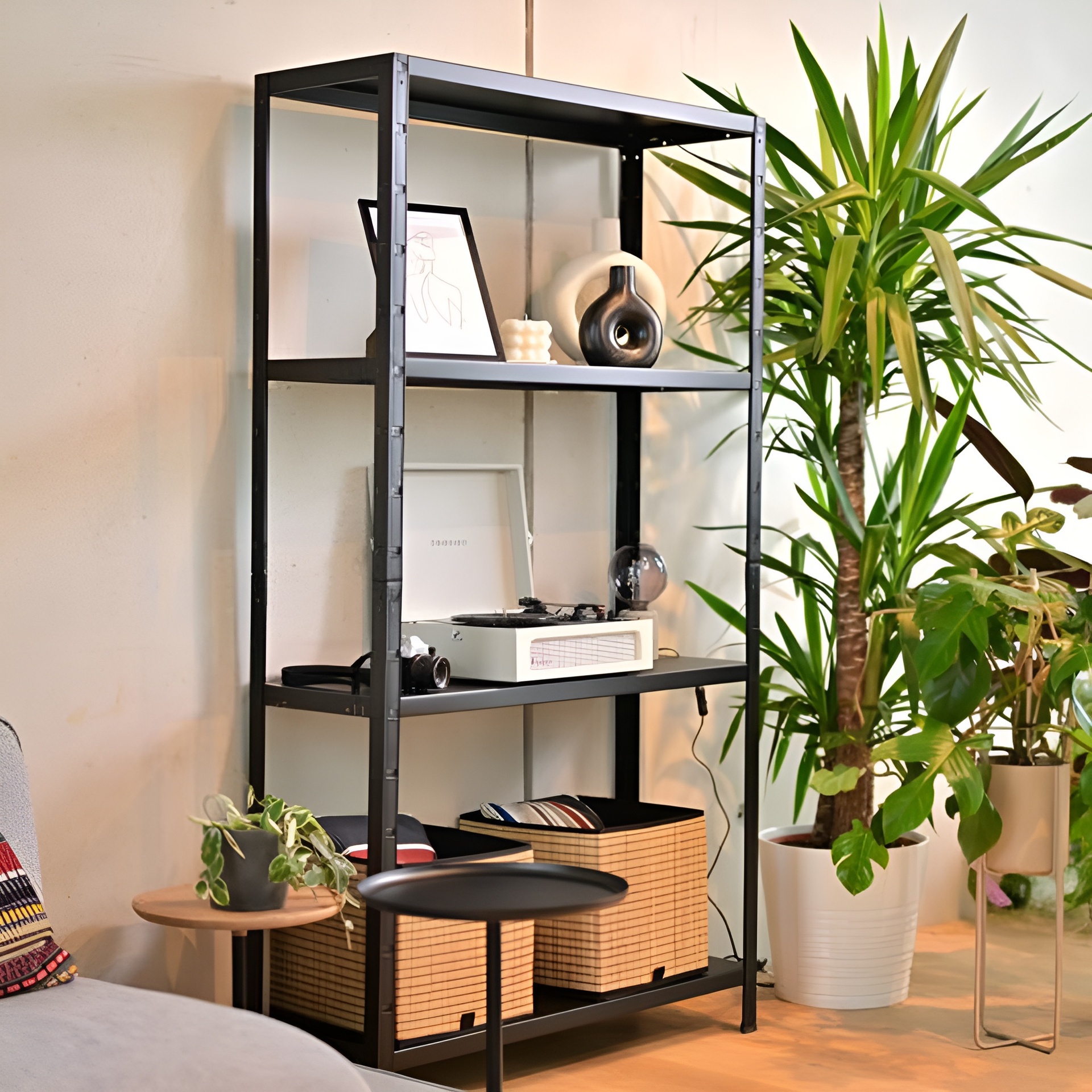 Étagère enfichable Tradingzone Steelline, Noir, 0 Dossier haut, 100.0 x 190.0 x 40.0 cm, Nouveau - Parfait pour le salon et les espaces de rangement