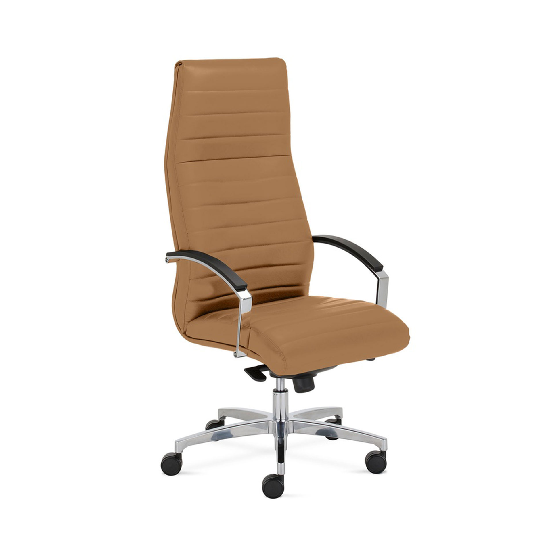 Image of Leder Chefsessel Nowy Styl Lynx Highback mit Fixarmlehnen, Beige/Verchromt, Neu, Ergonomischer Stuhl - ideal für flexibles Arbeiten