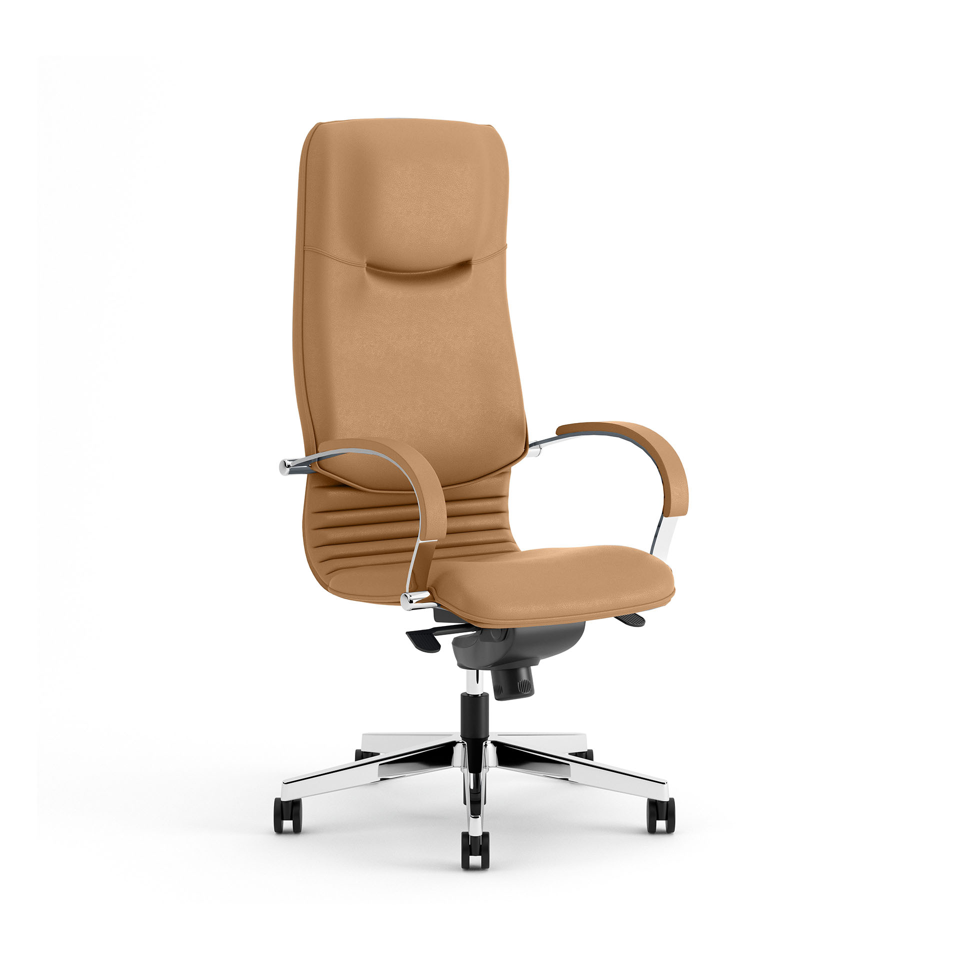 Image of Leder Chefsessel Nowy Styl Nova mit Fixarmlehnen, Beige/Verchromt, Neu, Ergonomischer Stuhl - ideal für flexibles Arbeiten