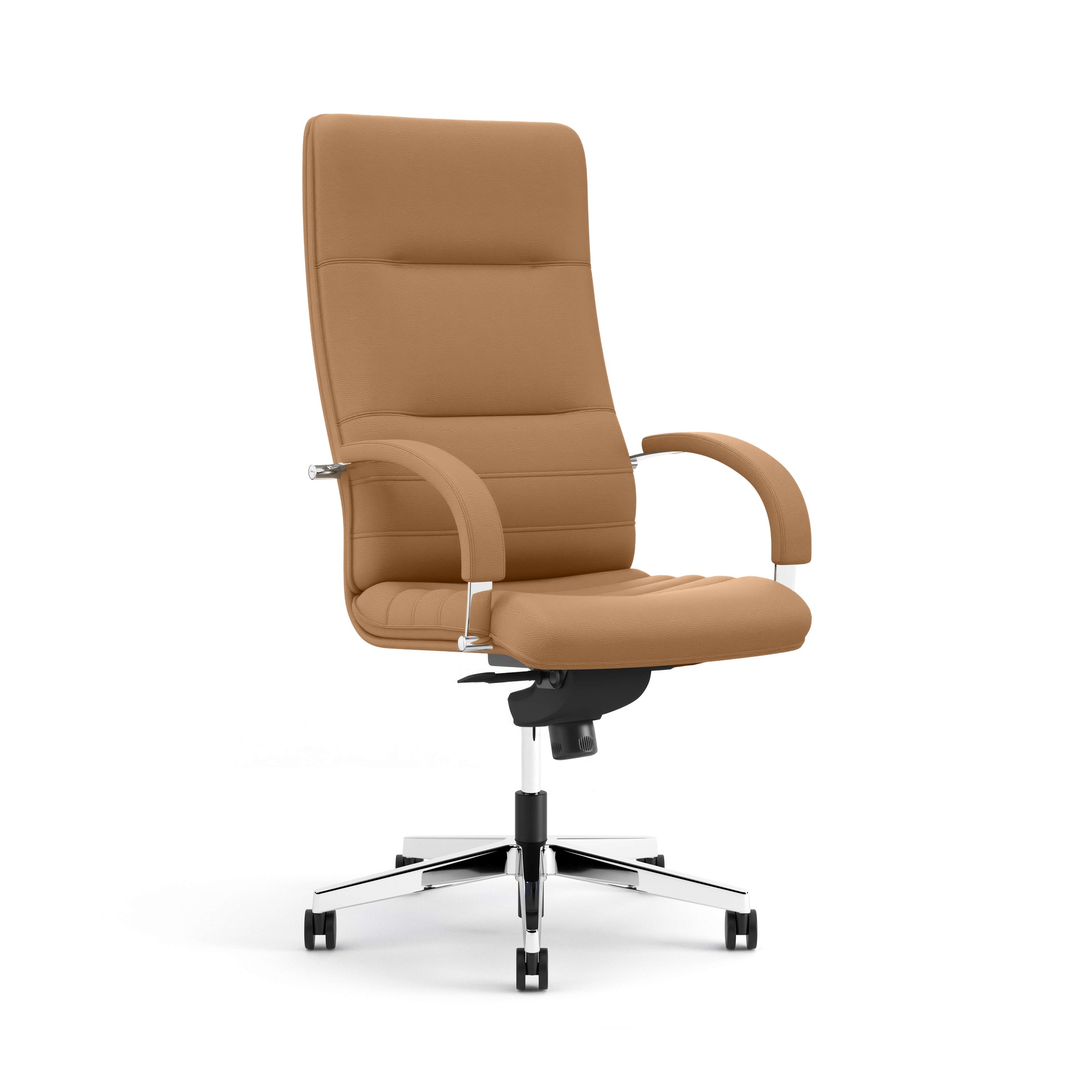 Leder Chefsessel Nowy Styl Linea mit Fixarmlehnen, Beige/Verchromt, Neu, Ergonomischer Stuhl - ideal für flexibles Arbeiten