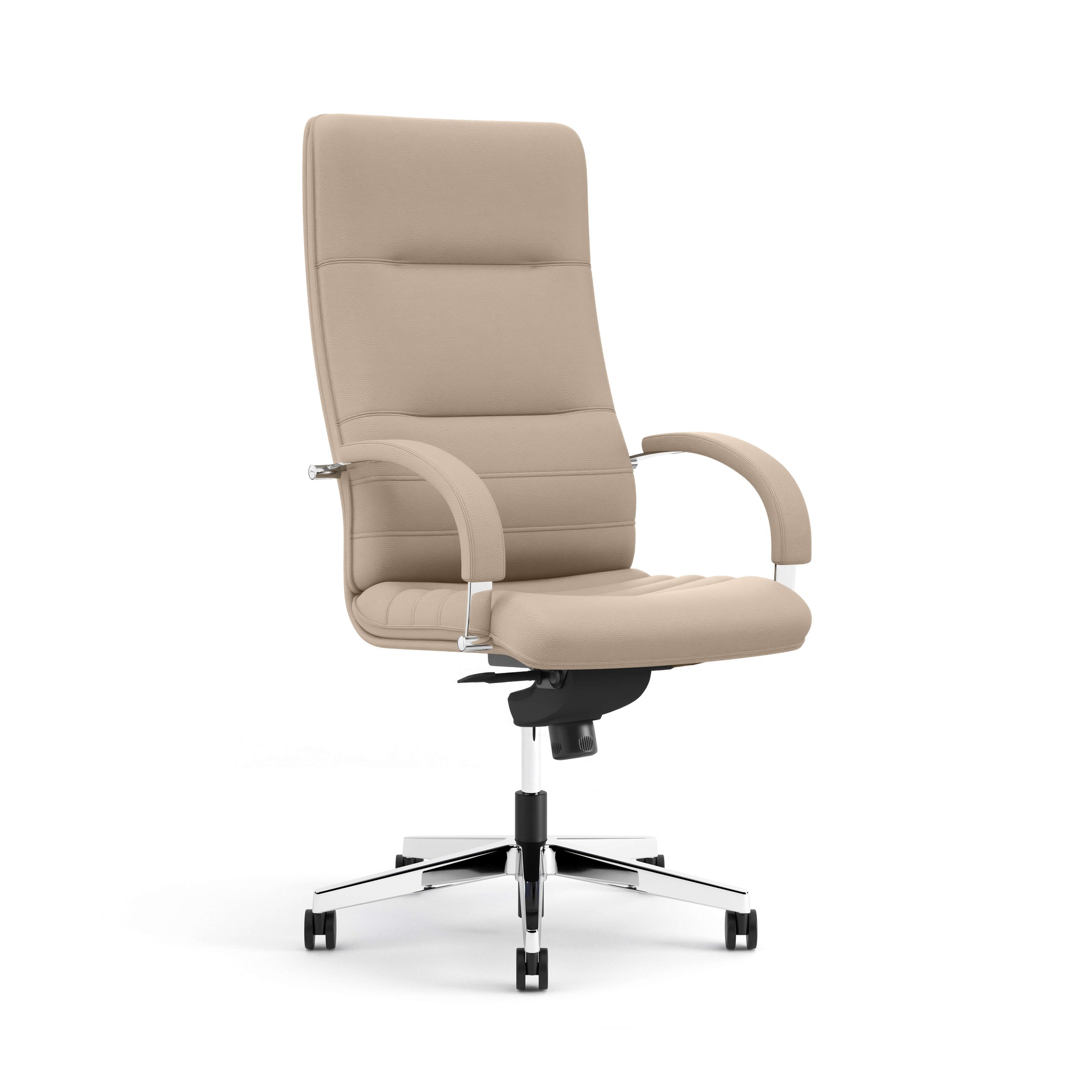Image of Kunstleder Chefsessel Nowy Styl Linea mit Fixarmlehnen, Hellbeige/Verchromt, Neu, Ergonomischer Stuhl - ideal für flexibles Arbeiten