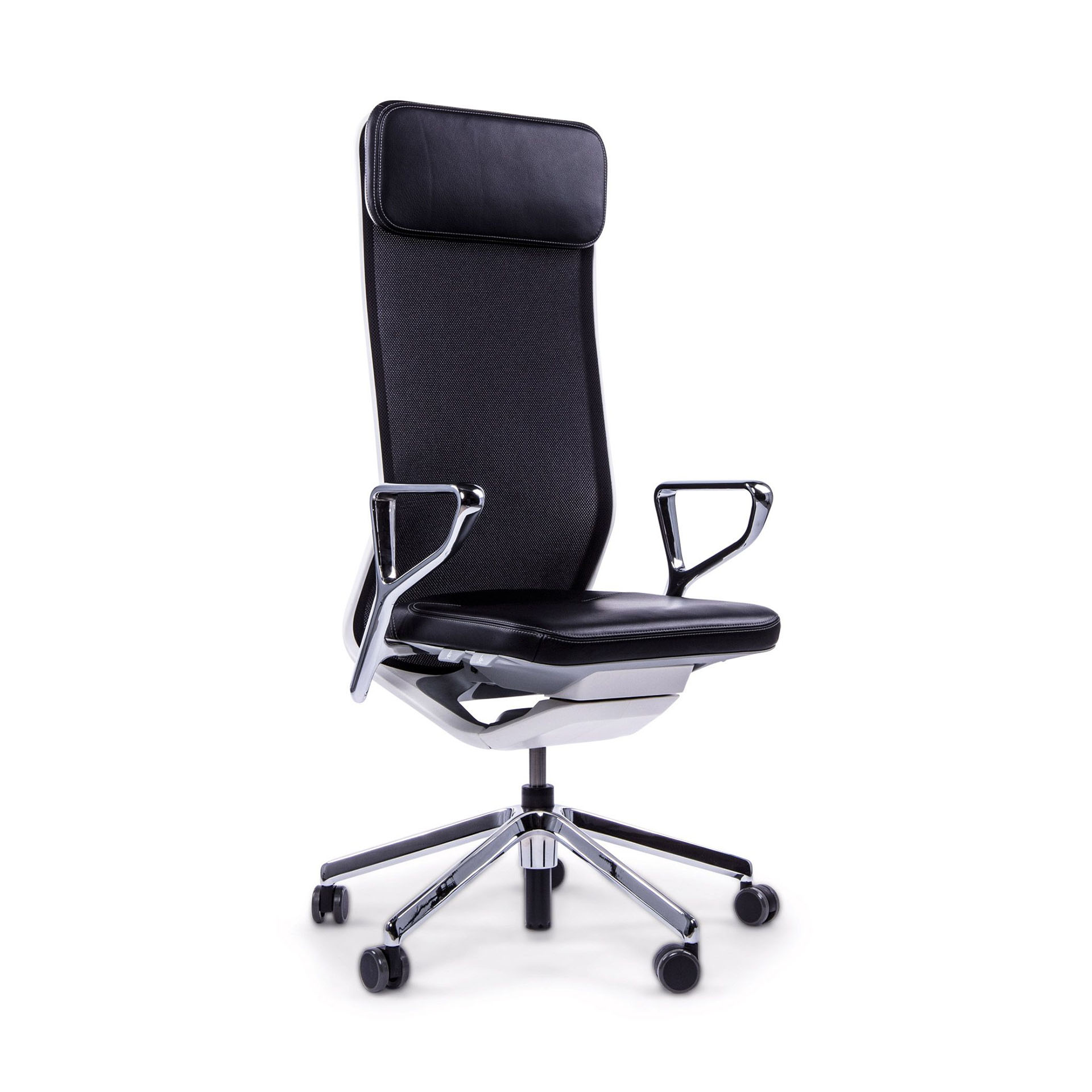 Leder Chefsessel Sitag SitagTeam Mesh Highback mit Fixarmlehnen, Schwarz/Verchromt, Neu, Ergonomischer Stuhl - ideal für flexibles Arbeiten