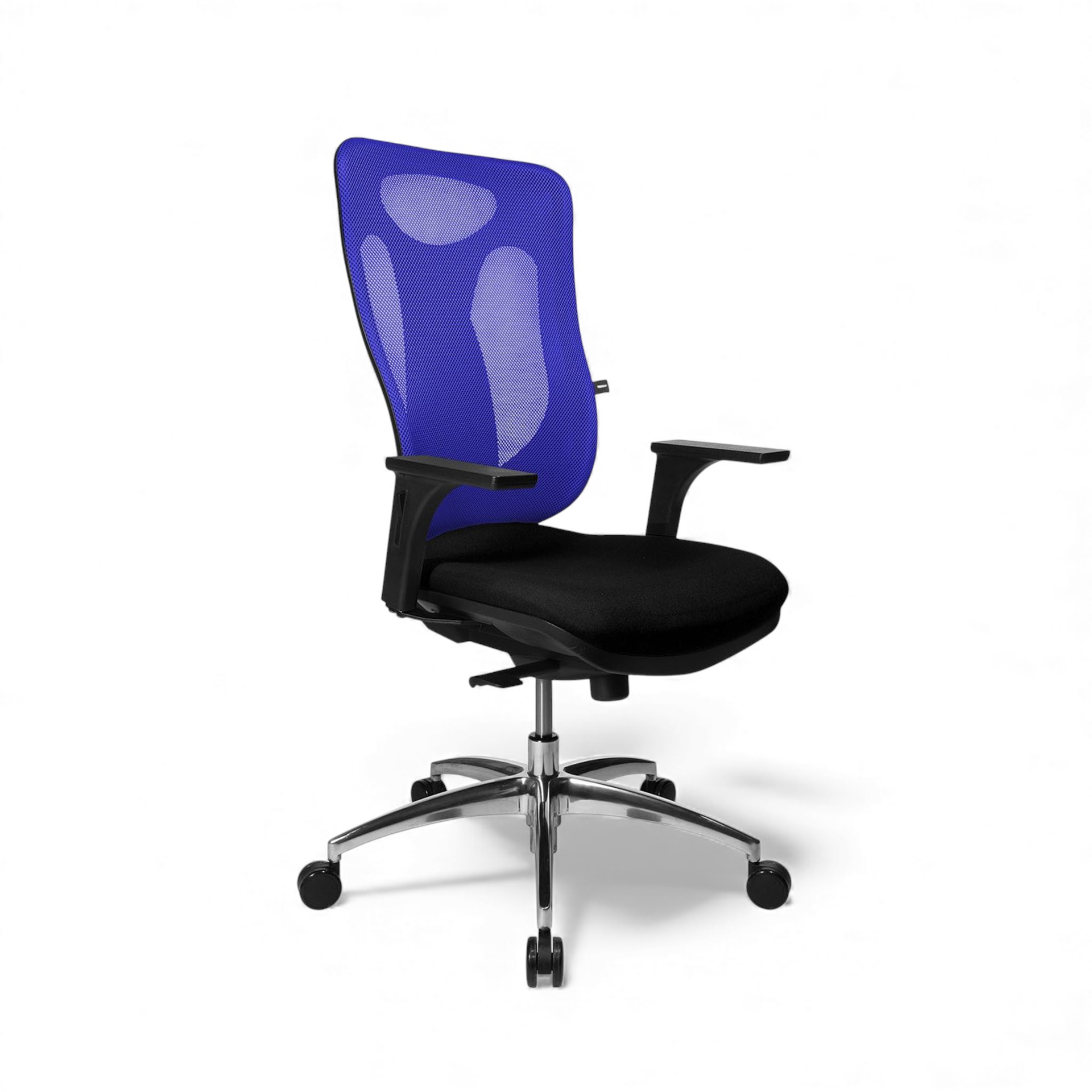 Bürodrehstuhl Topstar Net Pro 100 mit 1D Armlehnen, Blau/Hochglanz Poliert, Neu, Ergonomischer Stuhl - ideal für flexibles Arbeiten