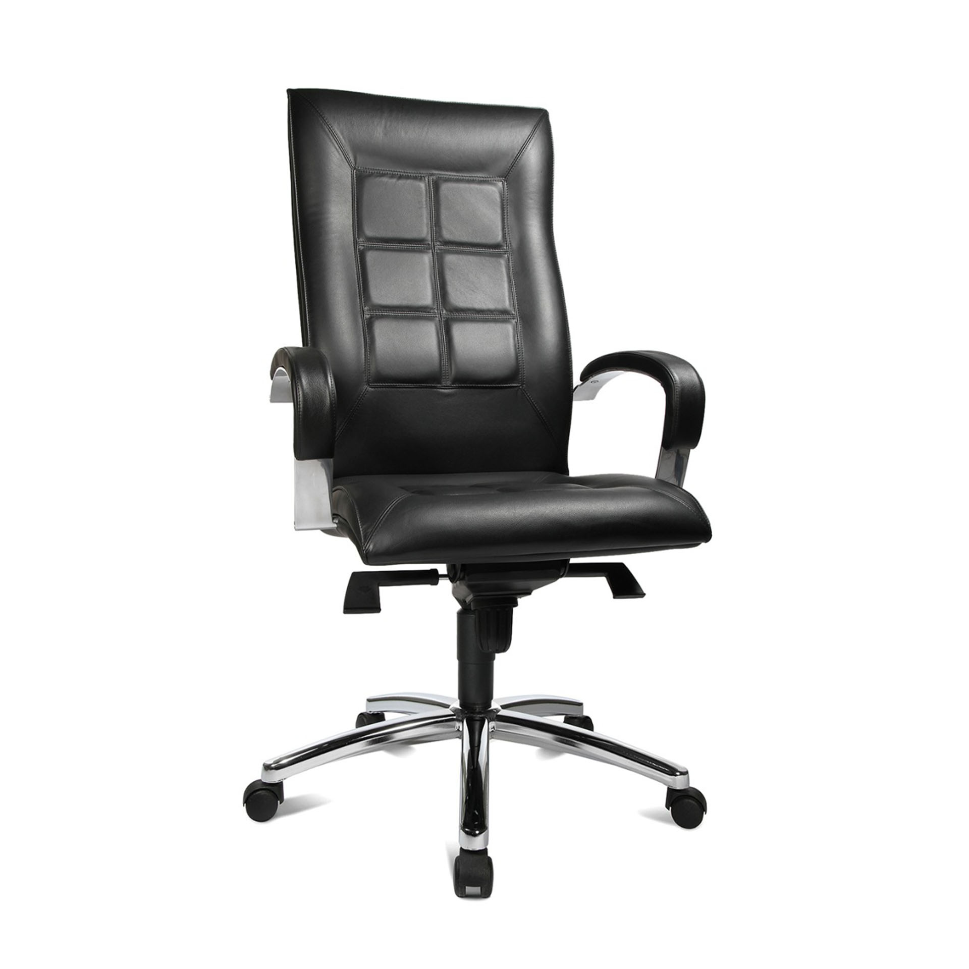 Fauteuil de direction Topstar Chairman 45 avec accoudoirs fixes, Noir/Chromé, Nouveau, Chaise ergonomique - idéale pour un travail flexible