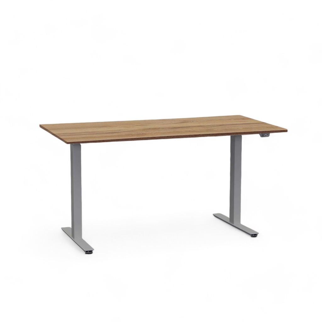 Ergonomischer Höhenverstellbarer Schreibtisch Tradingzone Home 2.0 mit 25mm Tischplatte 140x70 cm, Eiche dunkel/Silbergrau, Neu, Tisch - ideal fürs Homeoffice oder Büro