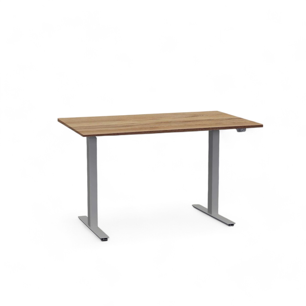 Ergonomischer Höhenverstellbarer Schreibtisch Tradingzone Home 2.0 mit 25mm Tischplatte 120x70 cm, Eiche dunkel/Silbergrau, Neu, Tisch - ideal fürs Homeoffice oder Büro