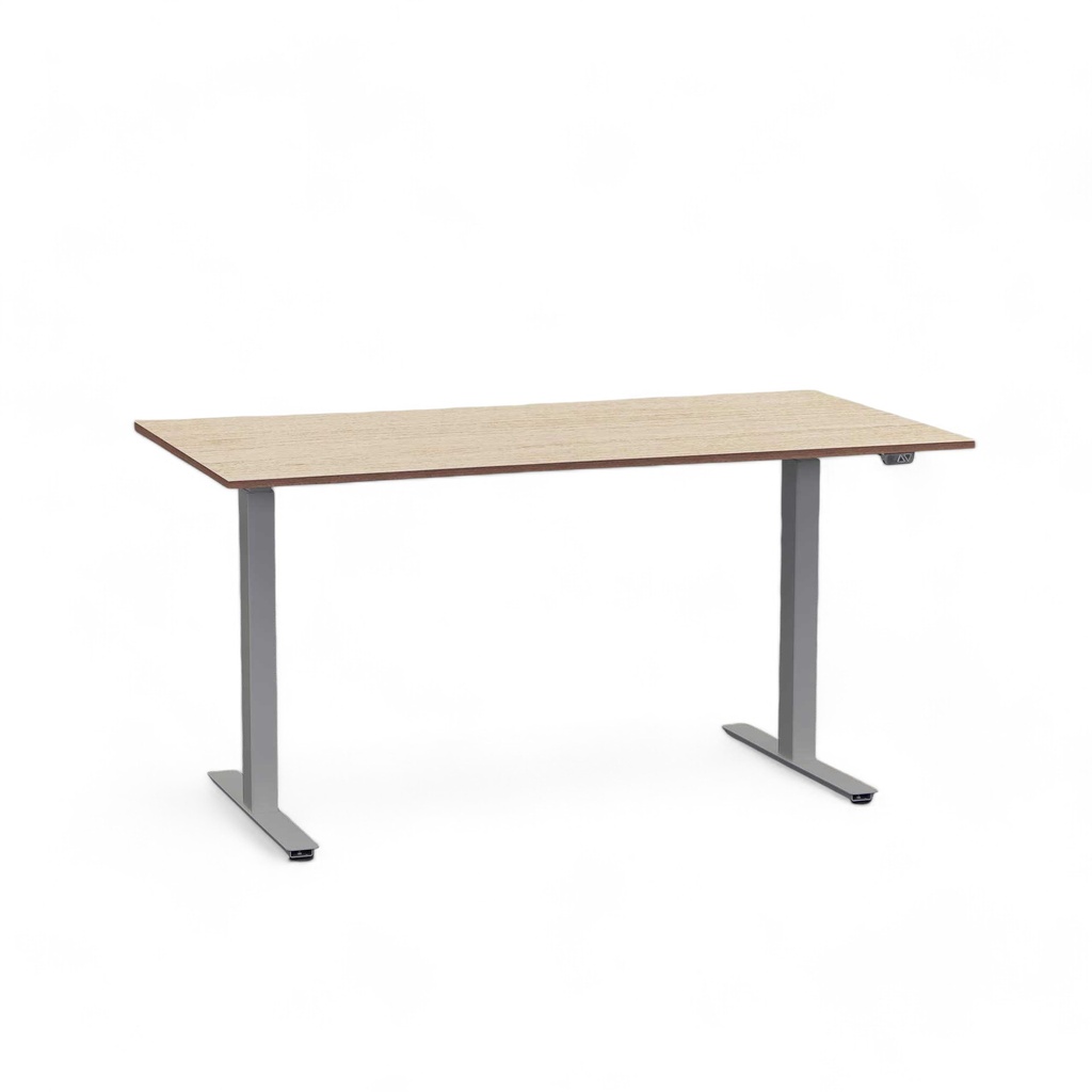 Ergonomischer Höhenverstellbarer Schreibtisch Tradingzone Home 2.0 mit 25mm Tischplatte 140x70 cm, Eiche hell/Silbergrau, Neu, Tisch - ideal fürs Homeoffice oder Büro